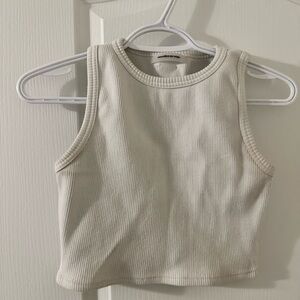 Maniere De Voir Cropped Ivory Tank Top